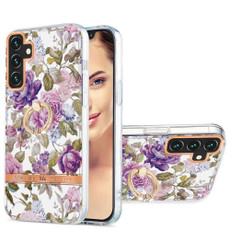 For Samsung Galaxy A13 5G Ring IMD Flowers TPU Phone Case(Purple Peony) For Samsung Galaxy A13 5G Ring IMD Flowers TPU Phone Case(Purple Peony)