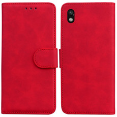 For Sony Xperia Ace III Skin Feel Pure Color Flip Leather Phone Case(Red)