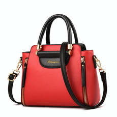 TFZ 572 PU Material Contrast Color Ladies Handbag(Red)