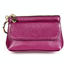 2017 Litchi Texture Genuine Leather Hand Held Small Wallet for Ladies(Purple)