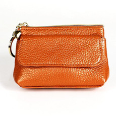 2017 Litchi Texture Genuine Leather Hand Held Small Wallet for Ladies(Brown)