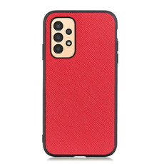 For Samsung Galaxy A13 4G Cross Texture Genuine Leather Phone Case(Red)