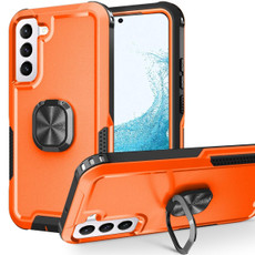 For Samsung Galaxy S22 5G 3 in 1 Ring Holder PC + TPU Phone Case(Orange)