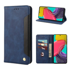 For Samsung Galaxy M53 5G Skin Feel Splicing Leather Phone Case(Blue)