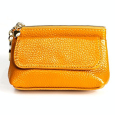 2017 Litchi Texture Genuine Leather Hand Held Small Wallet for Ladies(Yellow)