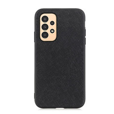 For Samsung Galaxy A13 4G Cross Texture Genuine Leather Phone Case(Black)