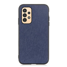 For Samsung Galaxy A13 4G Cross Texture Genuine Leather Phone Case(Blue)