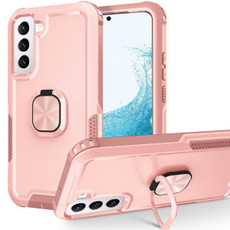For Samsung Galaxy S22 5G 3 in 1 Ring Holder PC + TPU Phone Case(Rose Gold)