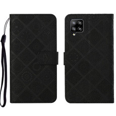 For Samsung Galaxy A22 4G Ethnic Style Embossed Pattern Leather Phone Case(Black)