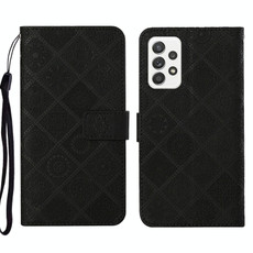 For Samsung Galaxy A73 5G Ethnic Style Embossed Pattern Leather Phone Case(Black)