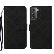 For Samsung Galaxy S22 5G Ethnic Style Embossed Pattern Leather Phone Case(Black)