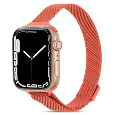 Milanese Small Waist Watch Band For Apple Watch Series 9&8&7 41mm / SE 3&SE 2&6&SE&5&4 40mm / 3&2&1 38mm(Orange)