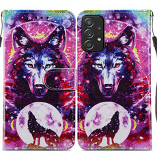 For Samsung Galaxy A53 5G Painted Pattern Horizontal Flip Leather Phone Case(Wolf Totem)