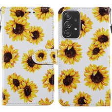 For Samsung Galaxy A23 Painted Pattern Horizontal Flip Leather Phone Case(Sunflower)