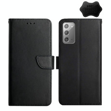 For Samsung Galaxy Note20 Genuine Leather Fingerprint-proof Horizontal Flip Phone Case(Black)