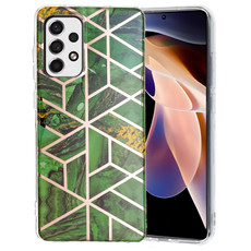 For Samsung Galaxy A53 5G Electroplating Pattern TPU Phone Case(Green Rhombus)