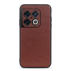 For OnePlus 10 Pro Accurate Hole Lambskin Texture Genuine Leather Phone Case(Brown)