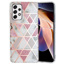 For Samsung Galaxy A53 5G Electroplating Pattern TPU Phone Case(Pink White Rhombus)