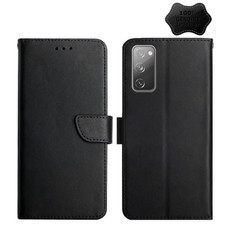 For Samsung Galaxy S20 FE Genuine Leather Fingerprint-proof Horizontal Flip Phone Case(Black)