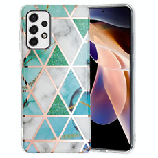 For Samsung Galaxy A53 5G Electroplating Pattern TPU Phone Case(Green White Rhombus)