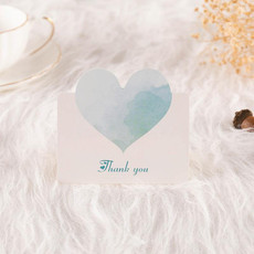 100 PCS A368 Heart Shape Thanks Greeting Card(Light Blue)