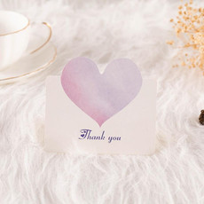 100 PCS A368 Heart Shape Thanks Greeting Card(Purple Pink)