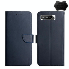 For Asus ROG Phone 5 ZS673KS Genuine Leather Fingerprint-proof Flip Phone Case(Blue)