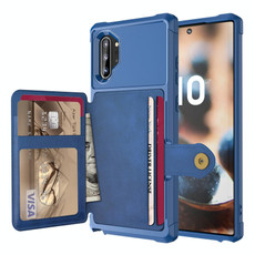 For Samsung Galaxy Note10+ Magnetic Wallet Card Bag Leather Phone Case(Navy Blue)