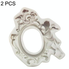 2 PCS Vintage Photo Frame Angel Decorative Lace Silicone Cake Mold(Grey)