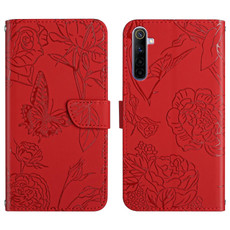 For OPPO Realme 6 Skin Feel Butterfly Peony Embossed Leather Phone Case(Red)