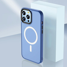 For iPhone 13 Pro Skin Feel TPU + Frosted PC MagSafe Phone Case (Navy Blue)