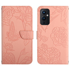 For OnePlus 9 Skin Feel Butterfly Peony Embossed Leather Phone Case(Pink) For OnePlus 9 Skin Feel Butterfly Peony Embossed Leather Phone Case(Pink)