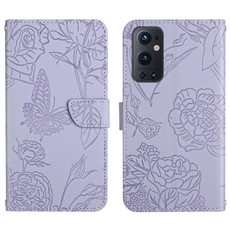 For OnePlus 9 Pro Skin Feel Butterfly Peony Embossed Leather Phone Case(Purple) For OnePlus 9 Pro Skin Feel Butterfly Peony Embossed Leather Phone Case(Purple)