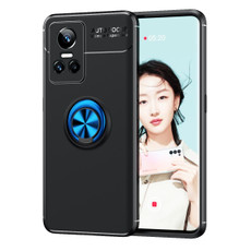 For OPPO Realme GT Neo3 Metal Ring Holder 360 Degree Rotating TPU Phone Case(Black+Blue)
