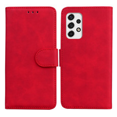 For Samsung Galaxy A73 5G Skin Feel Pure Color Flip Leather Phone Case(Red)