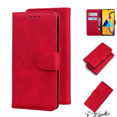 For Samsung Galaxy M30s / M21 Skin Feel Pure Color Flip Leather Phone Case(Red)