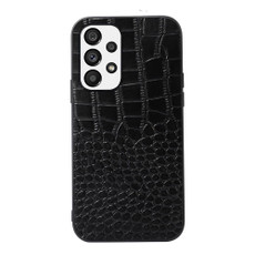 For Samsung Galaxy A73 5G Crocodile Top Layer Cowhide Leather Case(Black)