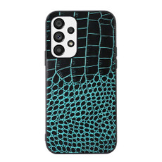 For Samsung Galaxy A23 4G Crocodile Top Layer Cowhide Leather Case(Cyan)
