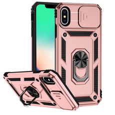 For iPhone X / XS Sliding Camshield Holder Phone Case(Rose Gold)