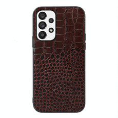 For Samsung Galaxy A73 5G Crocodile Top Layer Cowhide Leather Case(Coffee)
