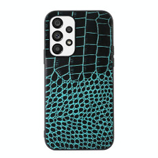 For Samsung Galaxy A73 5G Crocodile Top Layer Cowhide Leather Case(Cyan)