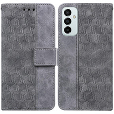For Samsung Galaxy M23 / F23 Geometric Embossed Leather Phone Case(Grey)
