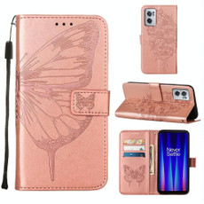 For OnePlus Nord CE 2 5G Embossed Butterfly Leather Phone Case(Rose Gold)