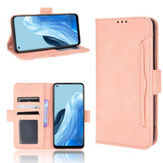 For OPPO Reno7 4G / F21 Pro Skin Feel Calf Texture Card Slots Leather Phone Case(Pink)