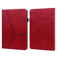 Solid Color Embossed Striped Smart Leather Case For iPad 10.2 2019 / Pro 10.5 inch(Red)