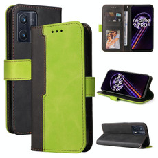 For OPPO Realme 9 Pro+ Stitching-Color PU Leather Phone Case(Green)