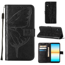 For Sony Xperia ACE III Embossed Butterfly Leather Phone Case(Black)