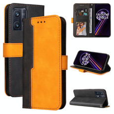 For OPPO Realme 9 Pro+ Stitching-Color PU Leather Phone Case(Orange)