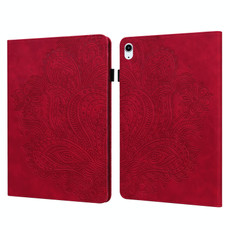 Peacock Embossed Pattern TPU + PU Leather Smart Tablet Case with Sleep / Wake-up For iPad Air 2022 / Air 2020 10.9(Red)