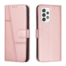 For Samsung Galaxy A73 5G Stitching Calf Texture Buckle Leather Phone Case(Pink)
